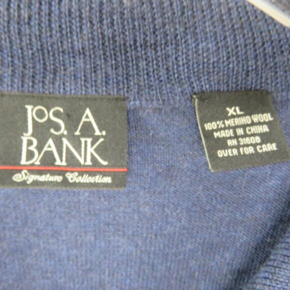 Jos. A. Bank Blue Quarter Zip Pullover Sweater Extra Large XL Preppy - Picture 4 of 6